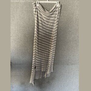 Claudio Cutuli Unisex Gray White Striped Multifunctional Large Rectangle Scarf